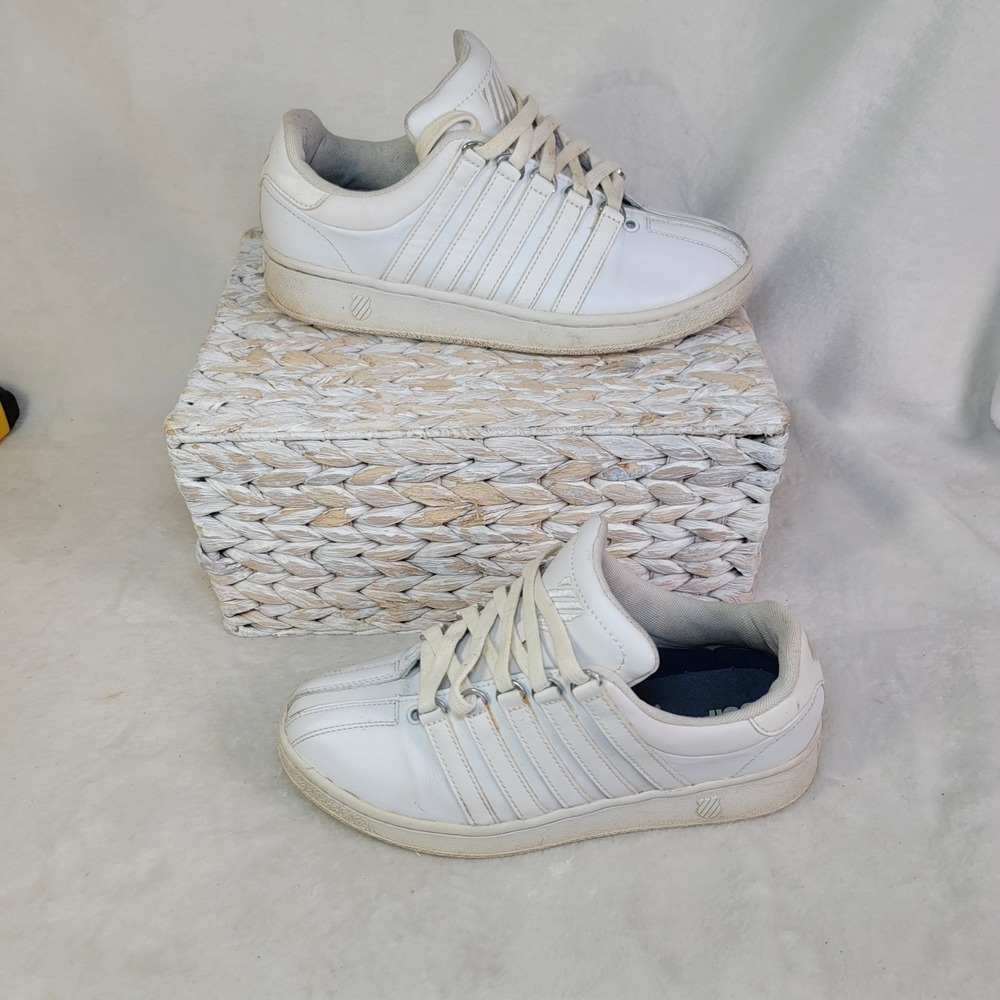 K-Swiss Womens Sneakers White Leather Lace Up Walking Shoe‎ 8 Low Top Athletic